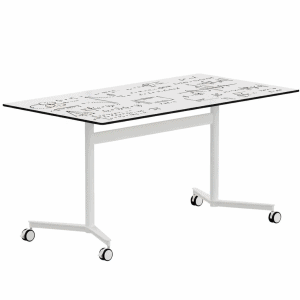 Mesa rotulable TWIST RECTANGULAR abatible con ruedas